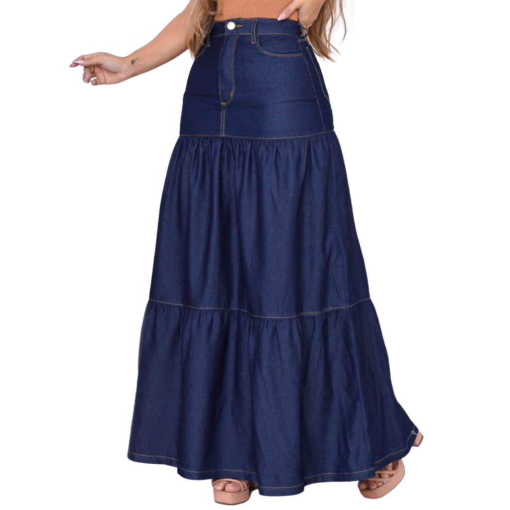 Saia Jeans Mole Saia Longa Pano Mole Saia Longa Feminina Jeans