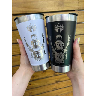 Copo Térmico Cerveja Personalizado Pai e Filho / Filha Torcedores de Times 473ML Tampa