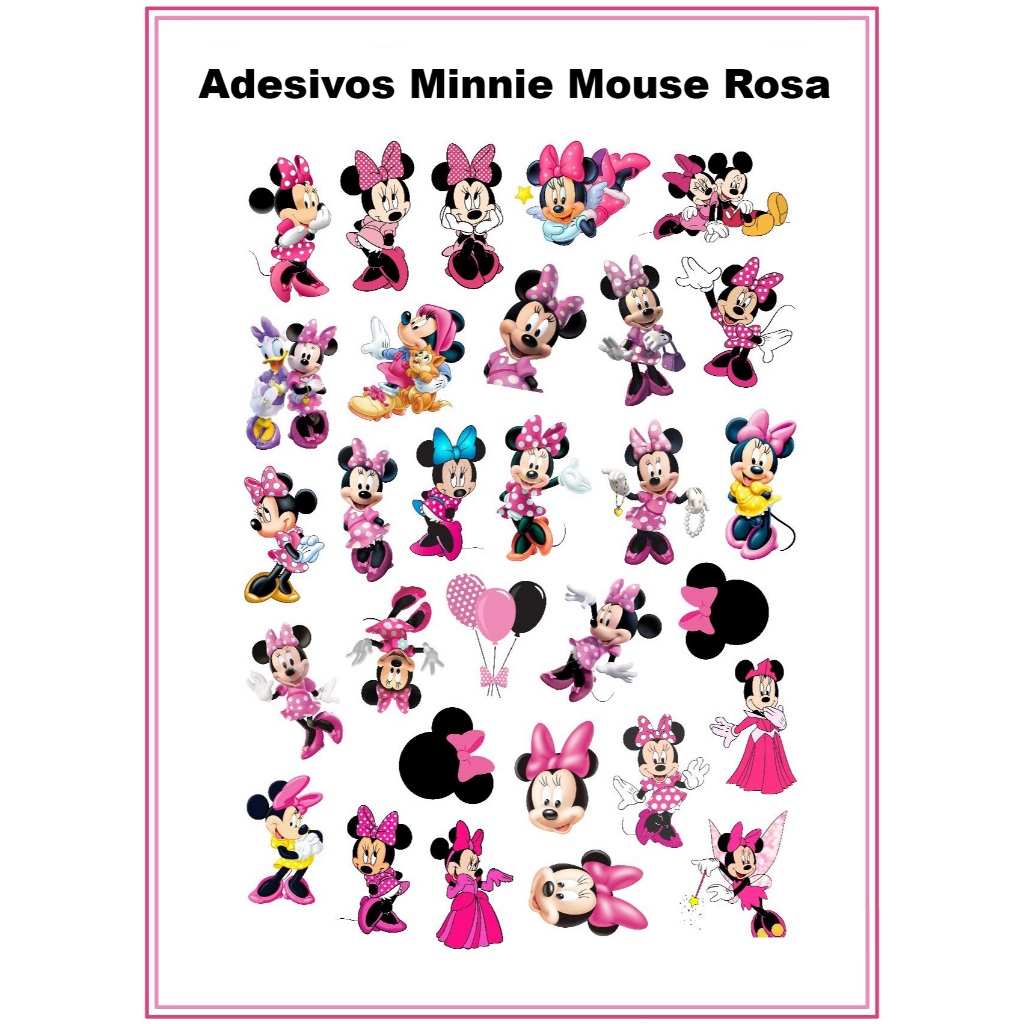 ADESIVOS MINNIE ROSA - AUTO COLANTE - CARTELA | Shopee Brasil