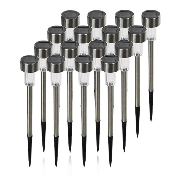 kit 5/10un luz Solar Balizador Chão Prata Decoração Jardim Quintal cor de luz branco quente frio RGB