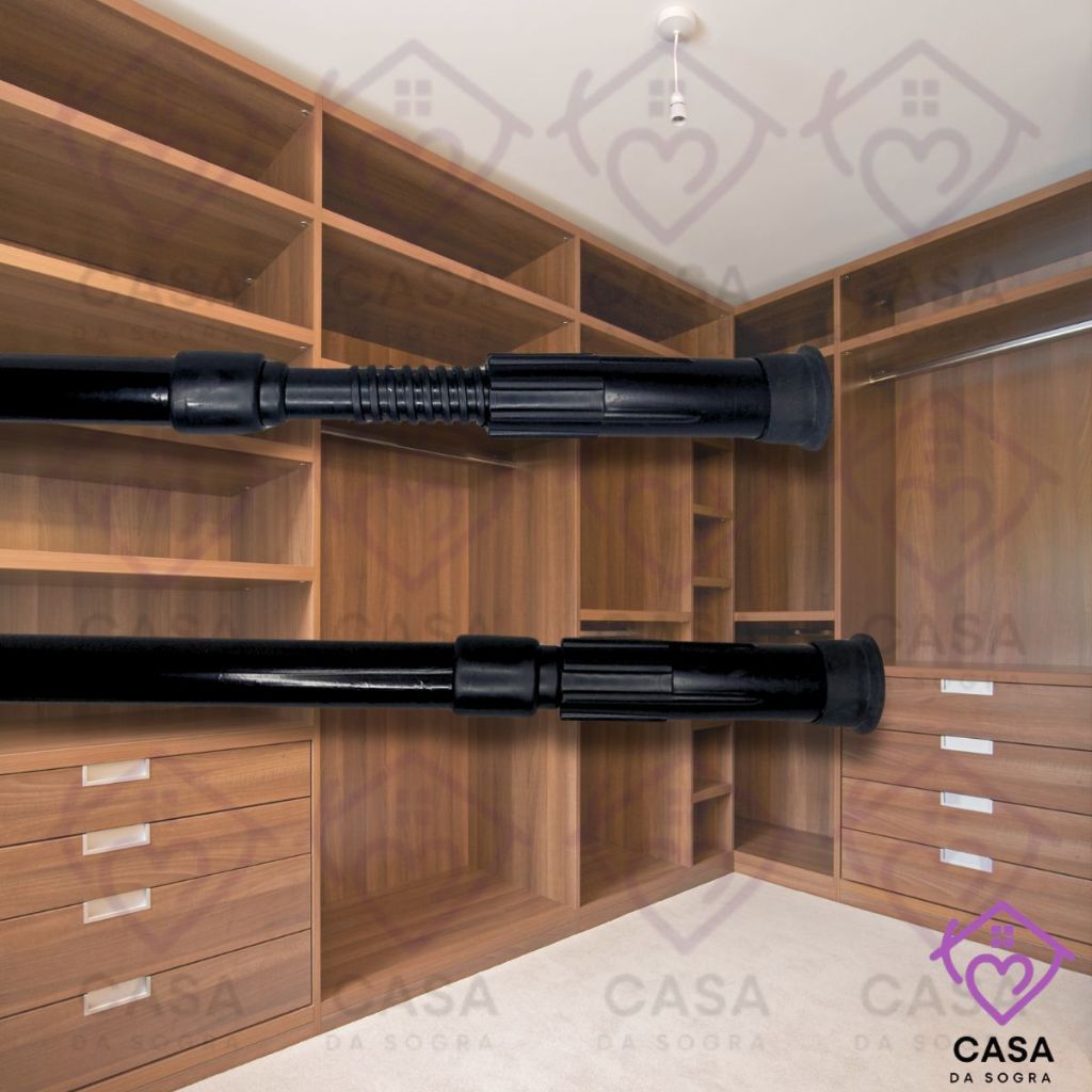 Varão Box de Cortina de Banheiro Ajustável 45cm até 1,50mt Bastão Extensivo Multiuso Banheiro Suporte Extensor Porta Gua