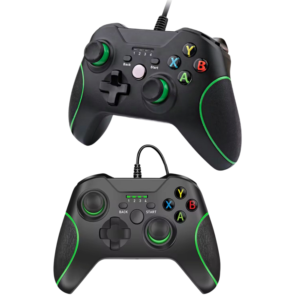 KIT COM 2 OU 1 CONTROLE CONSOLE JOYSTICK COM FIO PARA XBOX ONE E PC GAMER