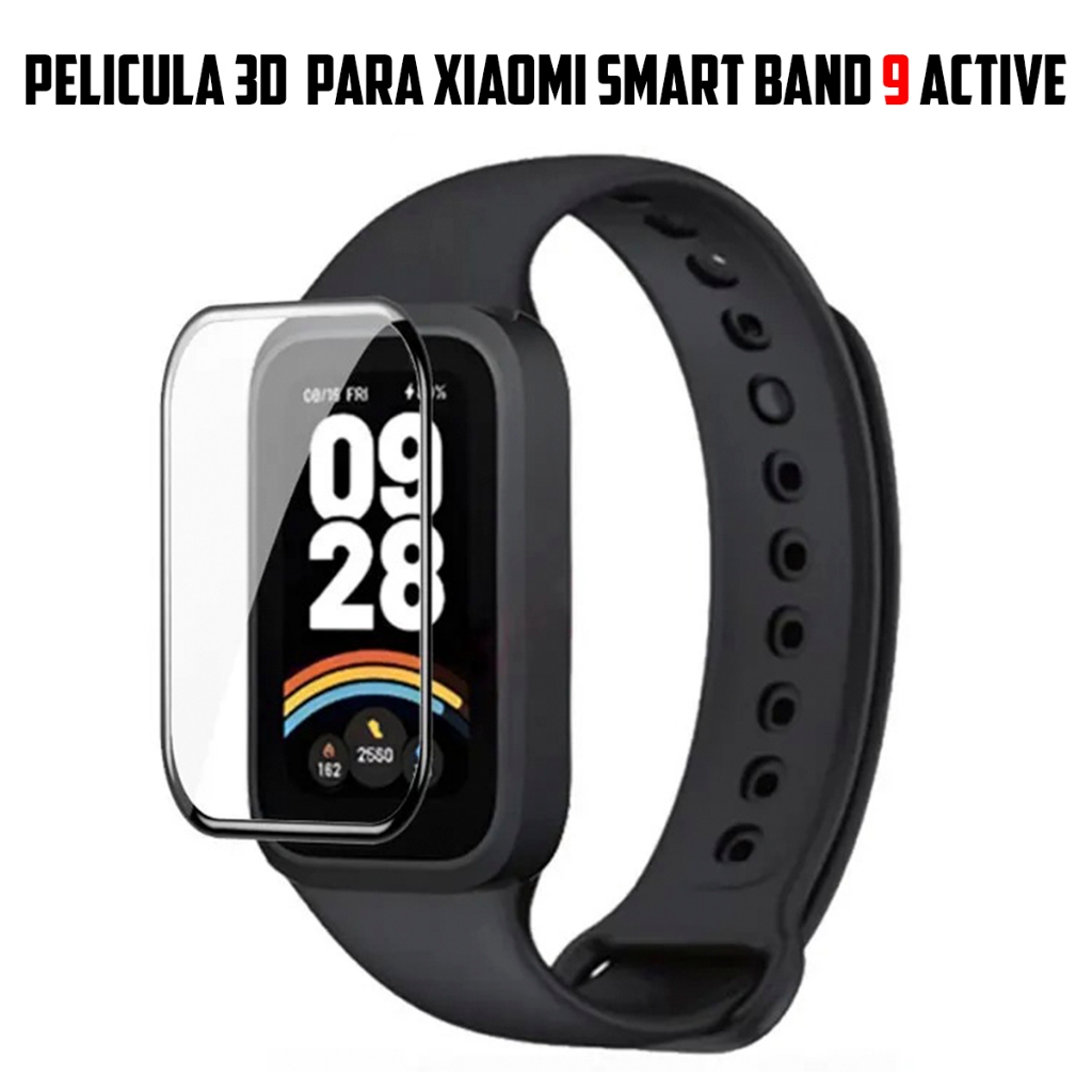 Pelicula 3D para Xiaomi Smart mi Band 9 Active super resistente película com borda 3d