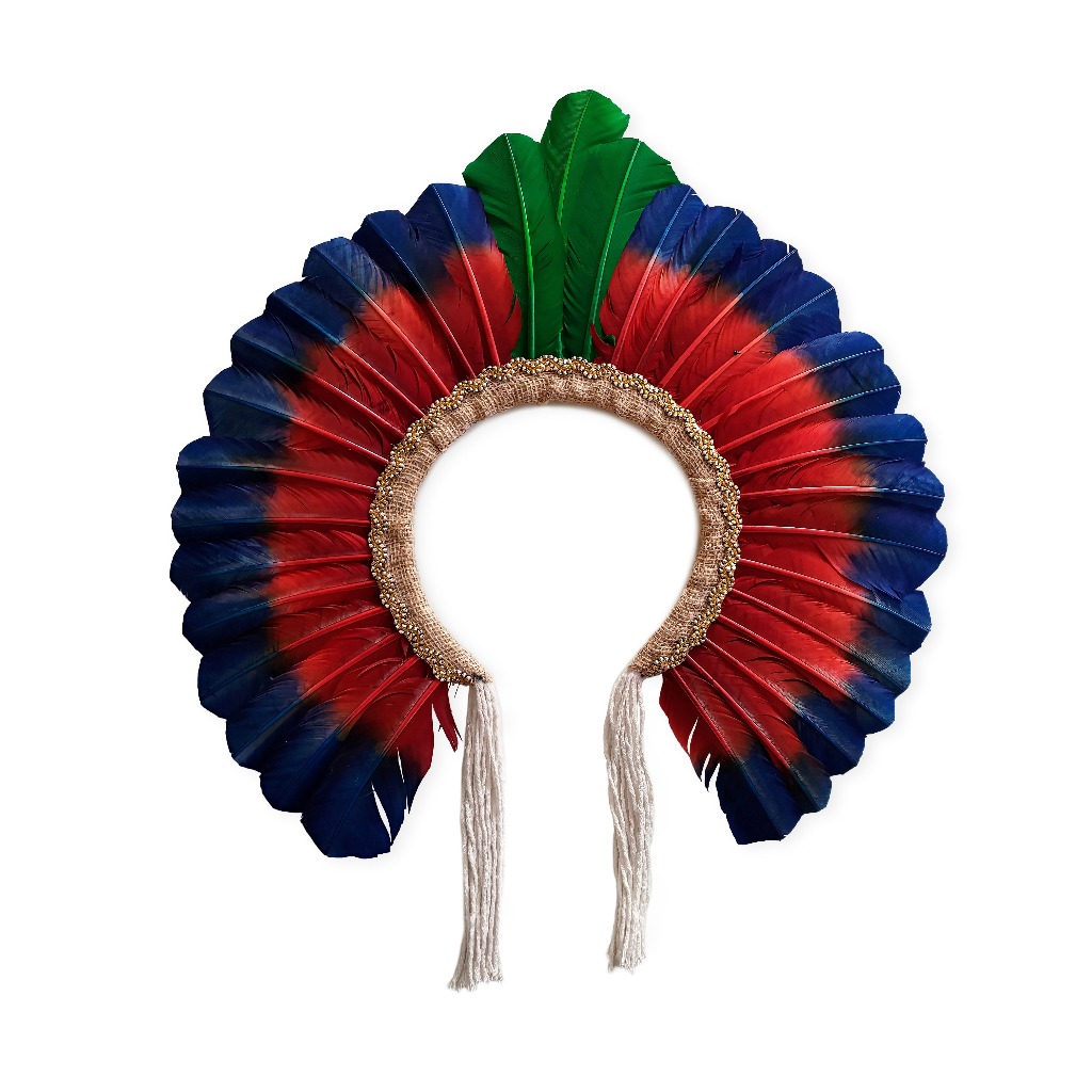 Penacho De Penas Coloridas- Cocar Indígena | Shopee Brasil