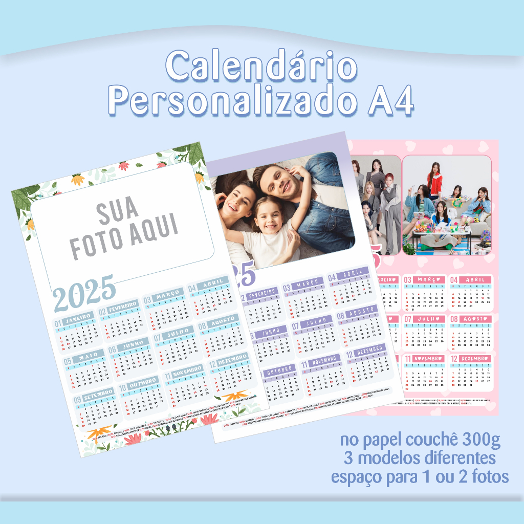 Calendário Personalizado 2025 Em couche 300g Shopee Brasil