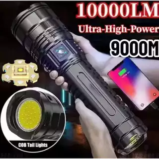 Poderoso LED e COB lanterna LED, 15000LM, carregamento tipo C, 5 modos de iluminação, laser branco, lanterna Zoom MT299 em Oferta na Shopee