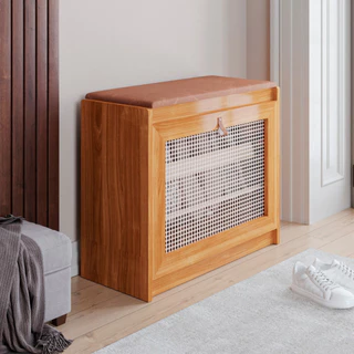 Sapateira Banco Plenitude Madeira Maciça e Assento em Corino