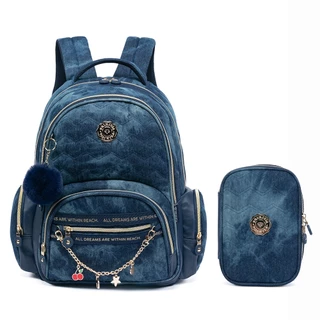 Kit Mochila Escolar Primicia Juvenil Grande Com Estojo Moderno
