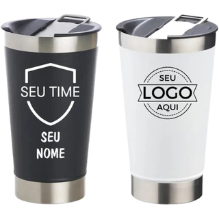 Copo Do Corinthians personalizado Preto Térmico C/tampa E Abridor473ml