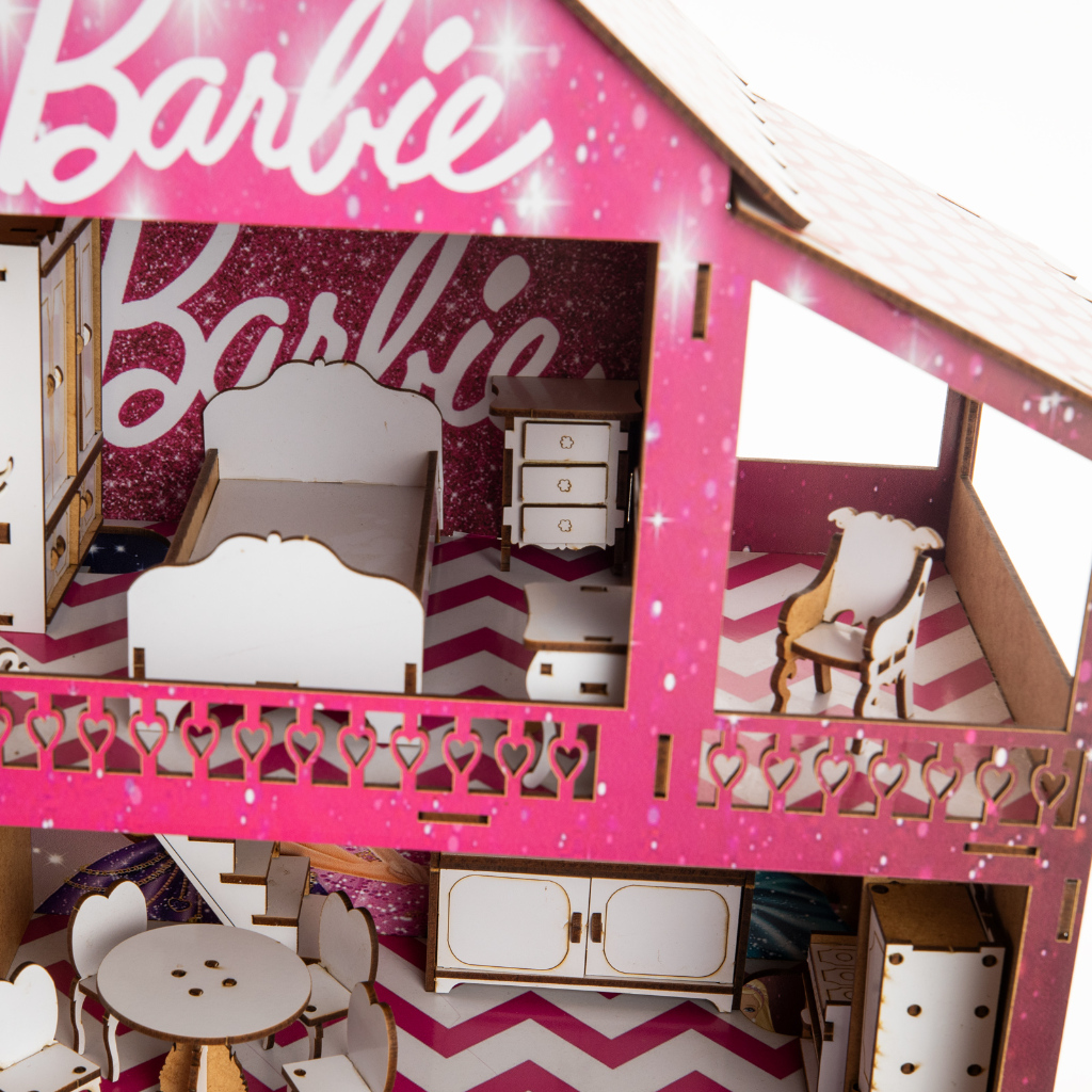 casinha mdf adesivada barbie com mini moveis novidade | Shopee Brasil