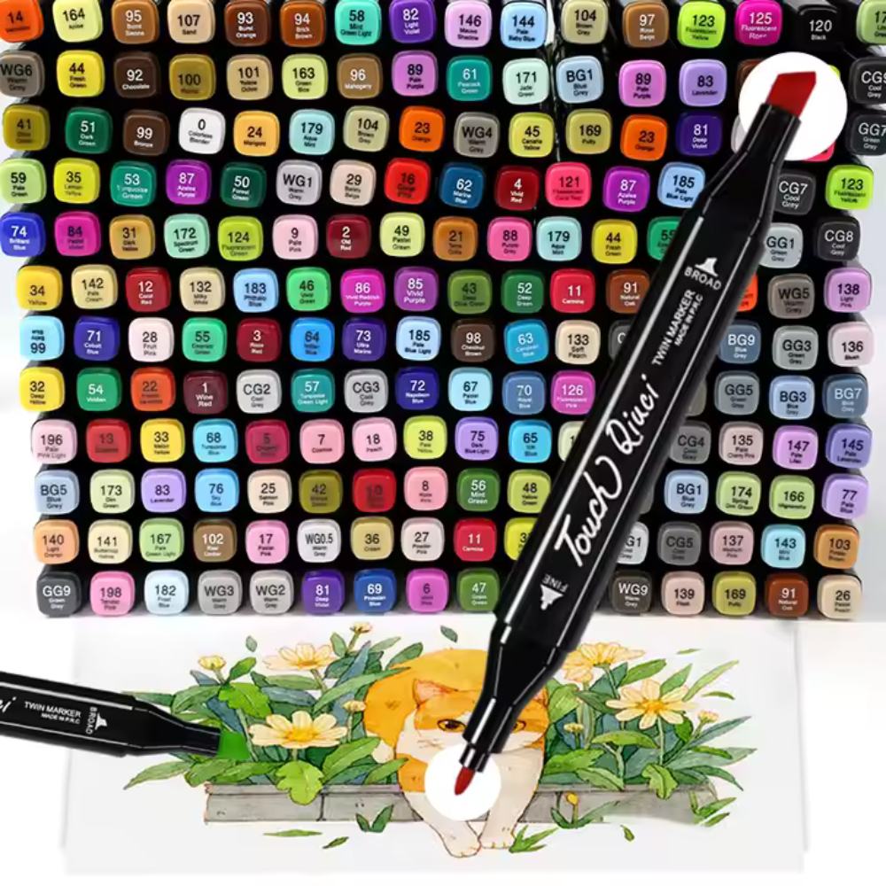 Canetinhas Coloridas Escolar Ponta Dupla Estojo Com 262 Cores