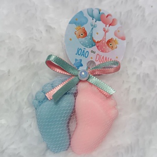 Pezinhos rosa e azul  - Lembrança de chá revelação - kit com 10 a 40 pares em Oferta na Shopee