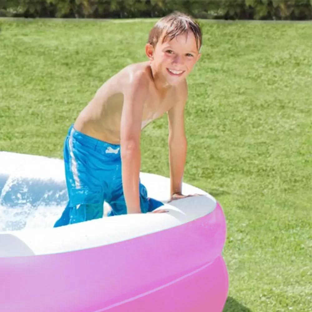 Piscina inflável Retangular PVC Rosa Familiar Resistente 120 cm a