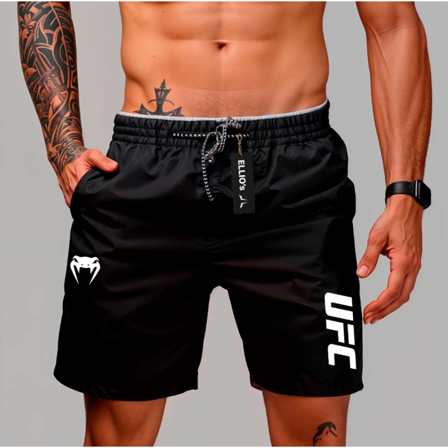 Short Bermuda Mauricinho Antiodor Esportiva UFC 02- Academia, Skate, Basquete, Corrida Tactel