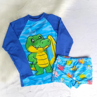 Roupa De Banho Infantil Menino Praia Verão Uv50+ Blusa Personagem