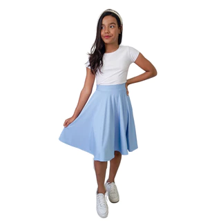 Saia Godê Infantil azul celeste Moda Evangélica Feminina