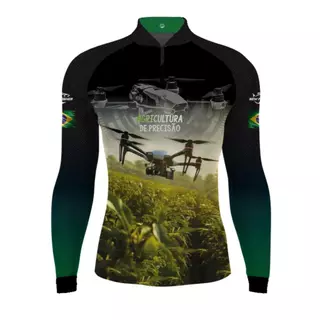 Camisa Camiseta Proteção Solar Agro e Pesca Gola Zíper New Fisher - NF42
