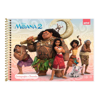 Caderno Cartografia e Desenho Capa Dura 48 Folhas, Moana,Spiral- 1unid