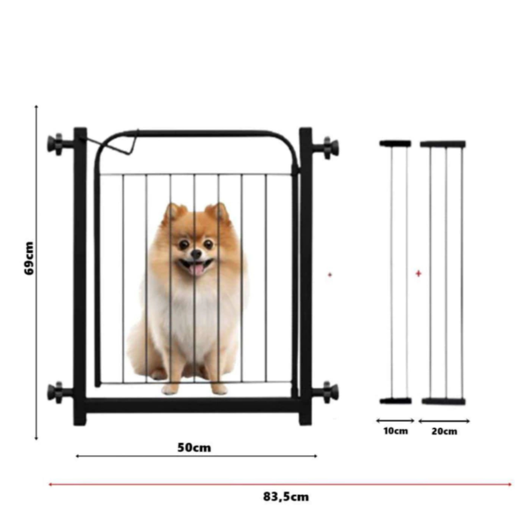 Grade Portão Pet de aço Reforçado Segurança Para bebe 50 a 84 cm de comprimento + 1 extensor de 10cm +1extensor de 20cm