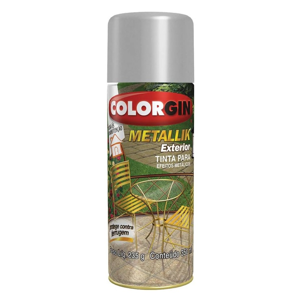 Spray Metálico Prata Exterior 350ml Colorgin | Shopee Brasil