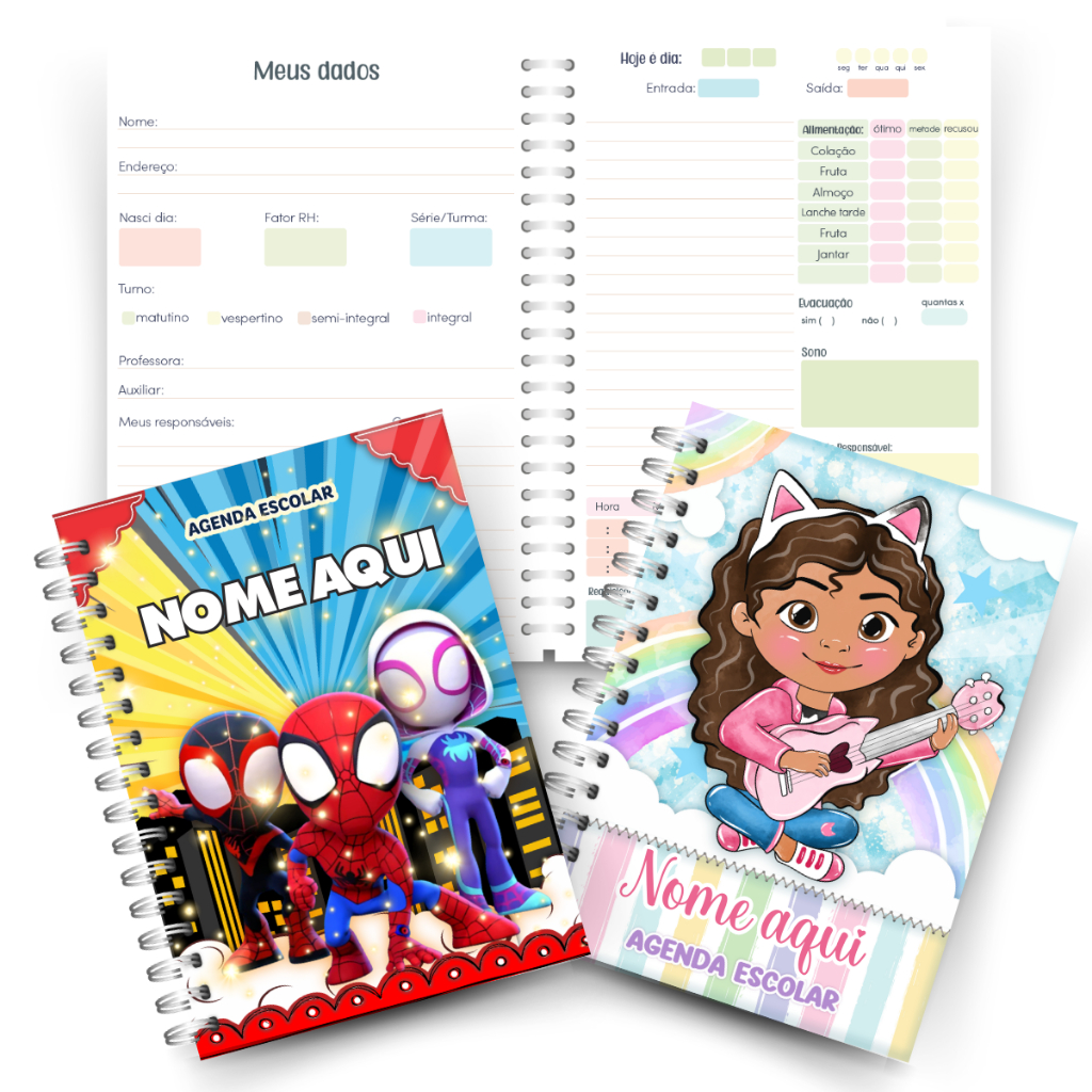 Agenda para Creche Personalizada diversos temas Colocamos Nome