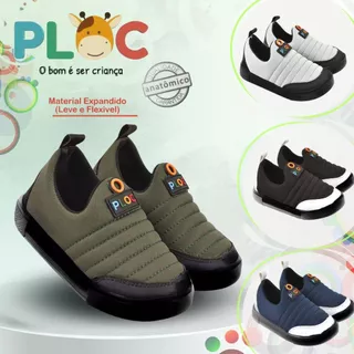 Tênis Ploc Street Calce Fácil Slip On Flat Anatômico Menino *Edição Sola Preta* em Oferta na Shopee
