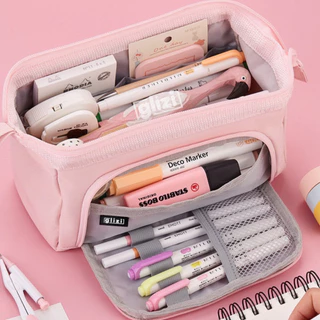 Estojo Bag Grande 120 Pens / Estojo Escolar / Necessaire Grande Com Alça e Bolso Lateral / Estojo MakeUp