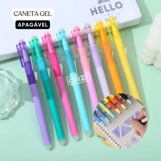 Kit 6 Canetas Gel Apagável Ponta Fina 0.4mm Kit Canetas Coloridas Tinta Gel Escolar
