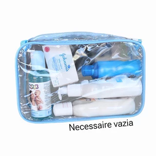 NECESSAIRE 23X15 TRANSPARENTE E AZUL MATERNIDADE HIGIENE PESSOAL BOLSA BEBÊ E MAMÃE ORGANIZE BOLSINHA FRALDAS LENÇOS em Oferta na Shopee