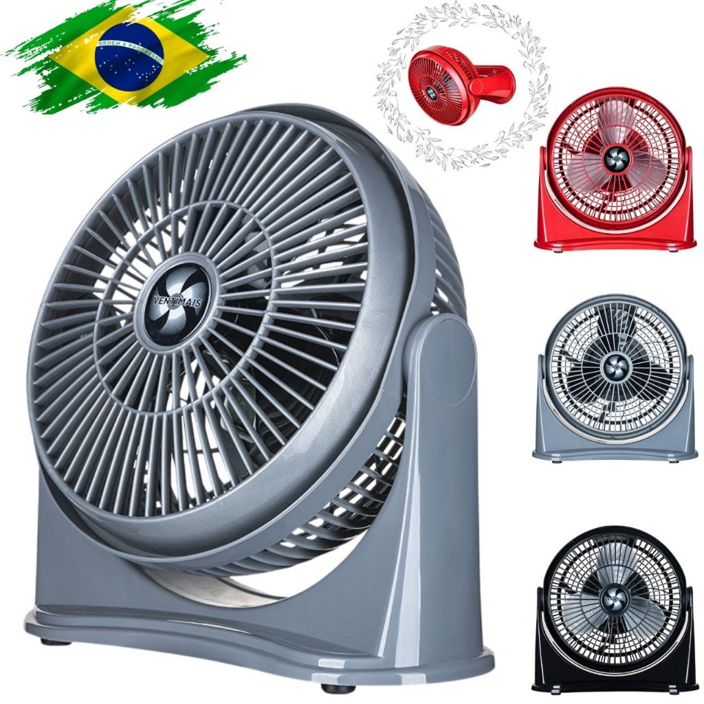 Ventilador Circulador de Ar Turbo Mesa 25cm Turbão Silencioso Potente ...