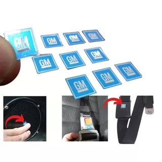 ADESIVO GM AZUL SELOS EMBLEMA METALIZADO / KIT 10 SELOS PADRÃO GM CINTO E TELA AUTO-FALANTE