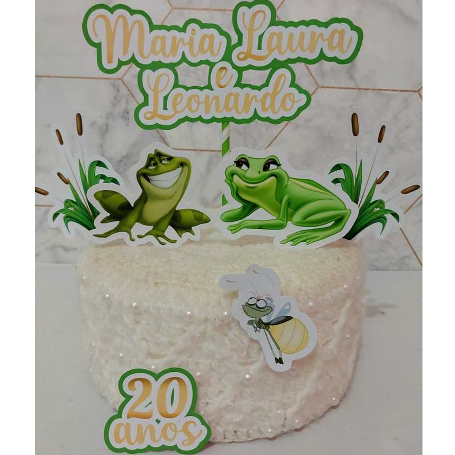 Topo Topper Decoração De Bolo Enfeite A princesa e o Sapo | Shopee Brasil