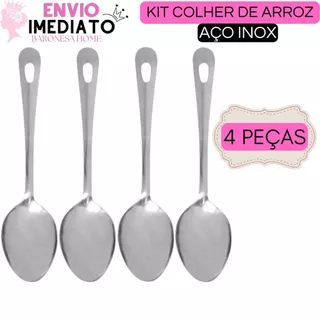 KIT 4 Colher de Arroz Colher de Servir 25 CM Aço Inox Ideal Para Bares Restaurantes Lanchonetes