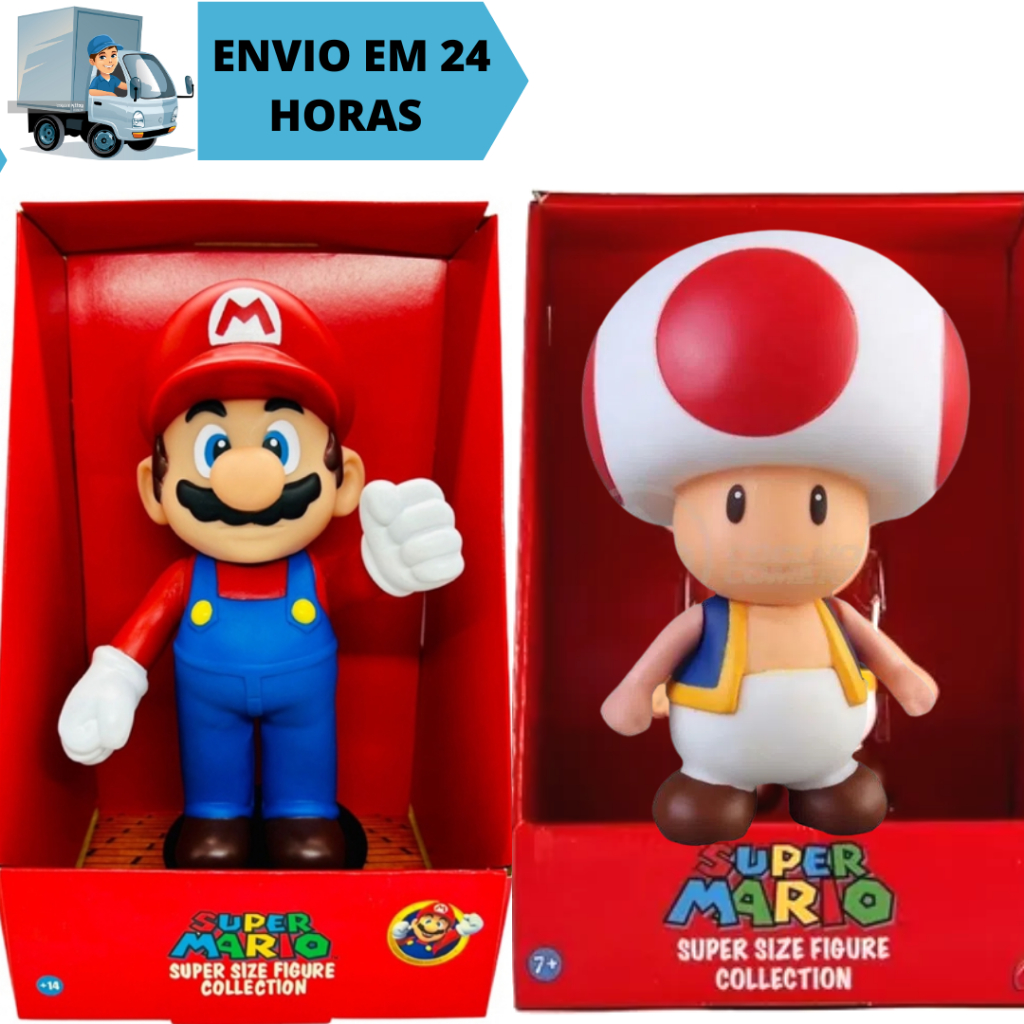 Combo Kit 2 Bonecos Grandes Mario Bros E Toad Articulável 23cm Action Figure Colecionável Infantil Vinil Brinquedo em Oferta na Shopee