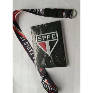 kit porta documento e cordao cetim com engate time