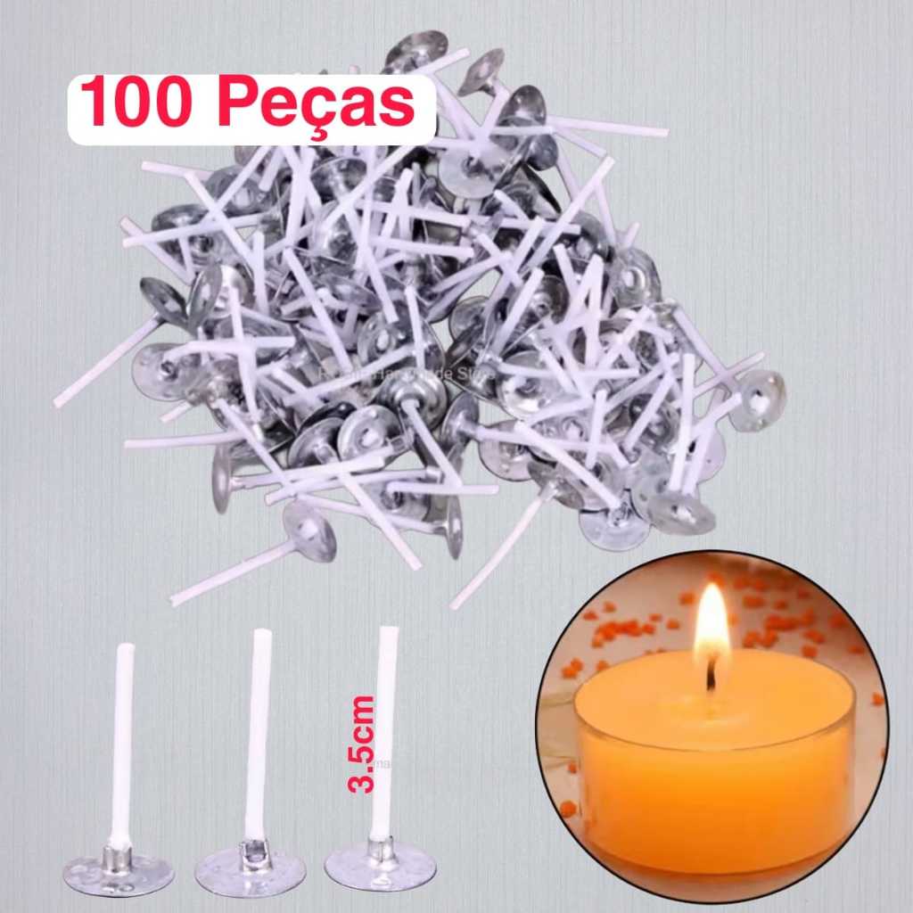 Pavio Para Velas Rechaud Lamparinas Com Fio De Cobre 3,5 Cm Para Velas ...