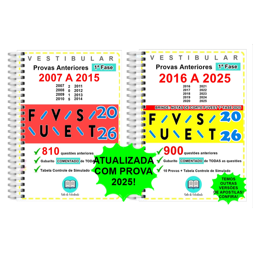 Fuvest 1 Fase Provas 2007 a 2025 Gabarito Comentado