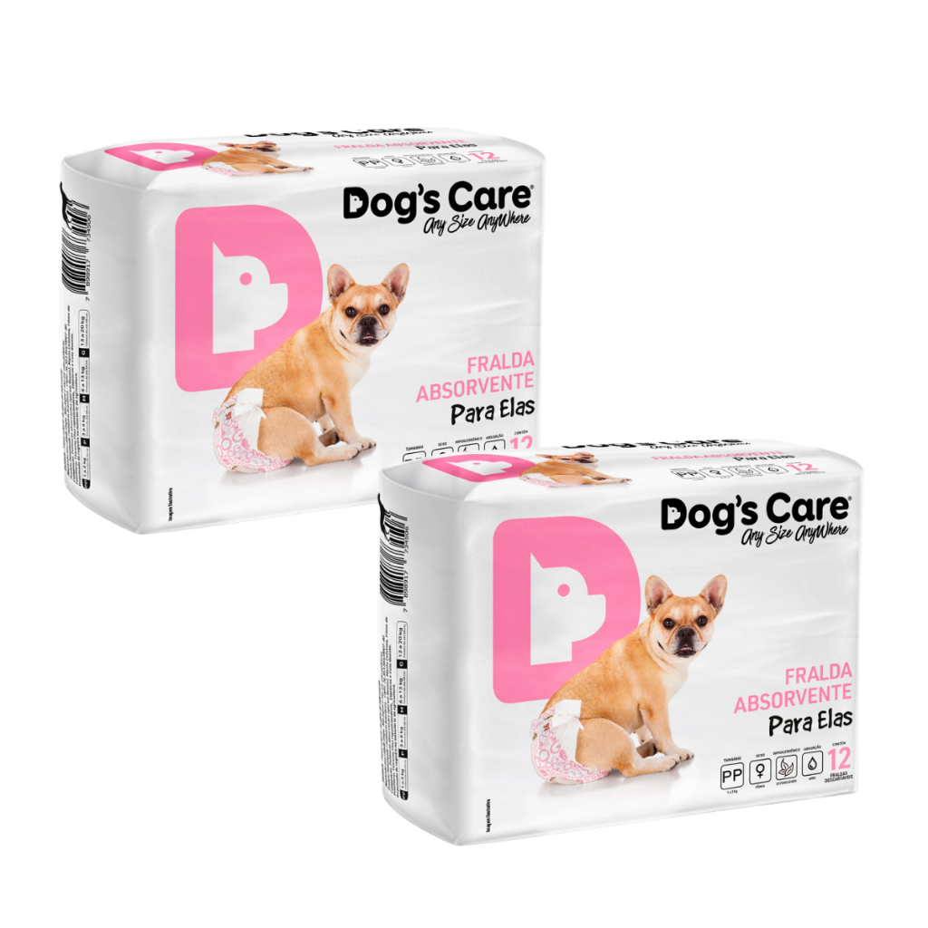 2 Fraldas Parar Cachorros Fêmeas Dog's Care Tamanho G 12 Unidades ...