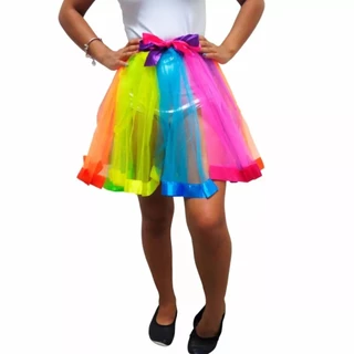 Saia Arco-íris Toule Carnaval Infantil 40cm