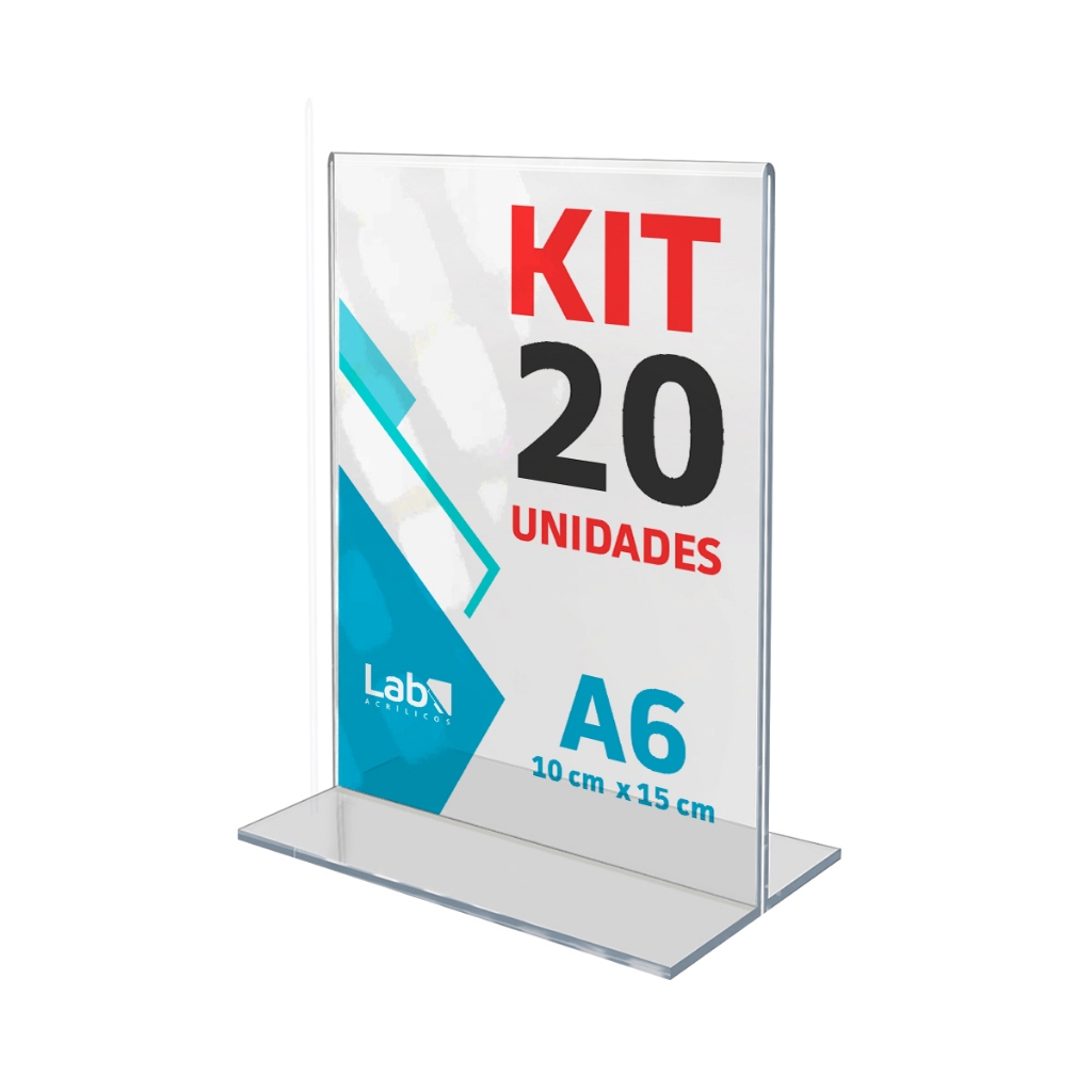 Kit 20 Expositores Acrílicos T Invertido A6 10x15cm da Acril
