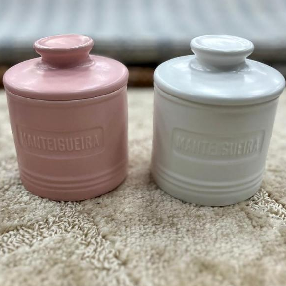 Manteigueira Francesa Wolff de Cerâmica Vintage Requintada Luxo Com Tampa Porta Manteiga Fresca
