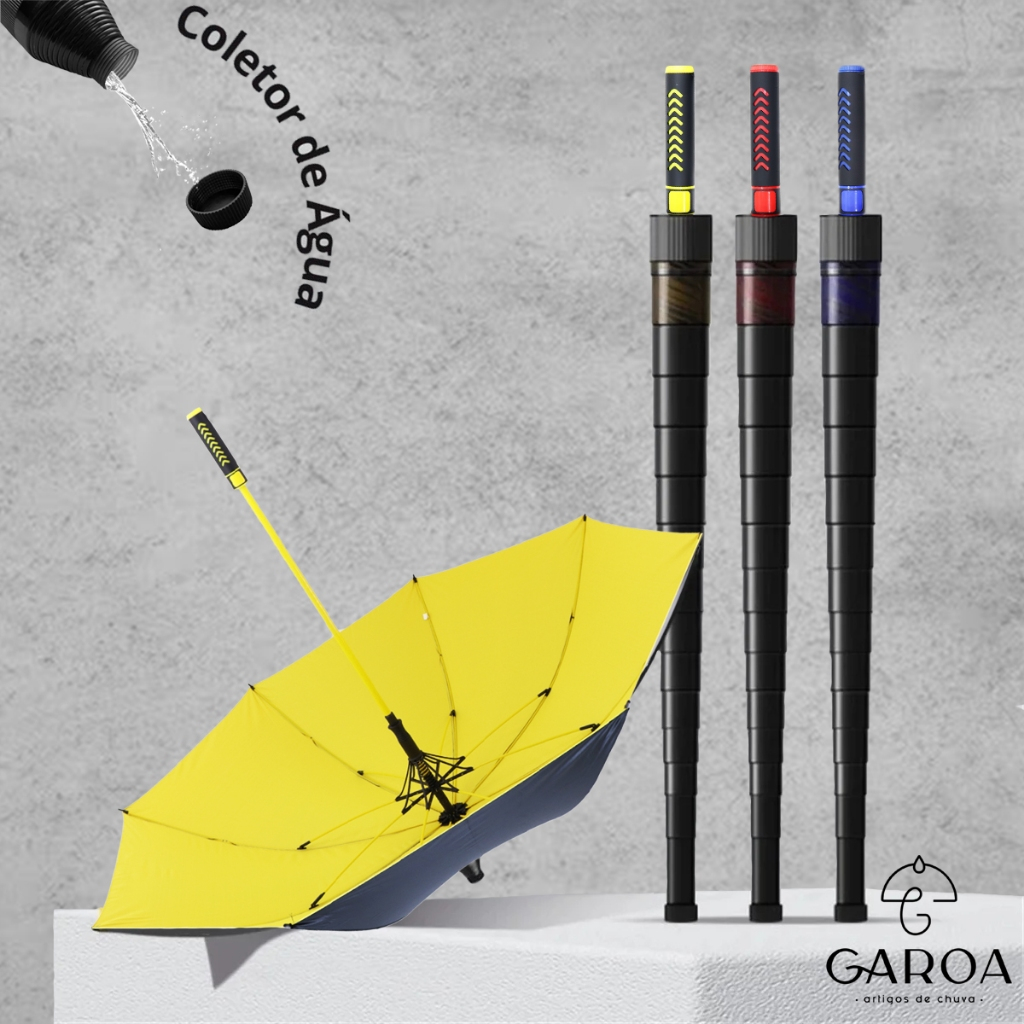 Guarda-Chuva Grande Reforçado Automático – Com Copo Coletor de Água, Medindo 135cm, Proteção Solar UV Blackout
