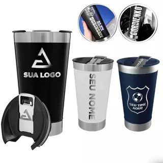 Kit 5 Copos Termicos Personalizados Nome Logo Time Tampa Abridor