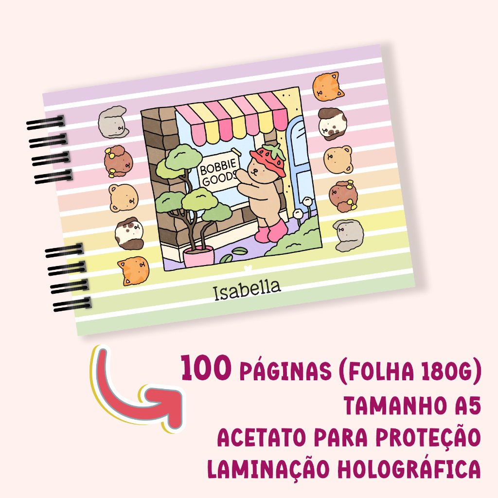 Livro de Colorir Bobbie Goods 100 Folhas Folha Grossa Caderno de ...