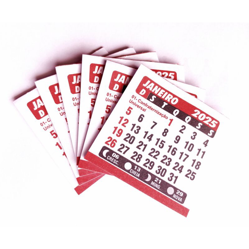 Calendário 5x5 2025 25 unidades Blocos soltos Shopee Brasil