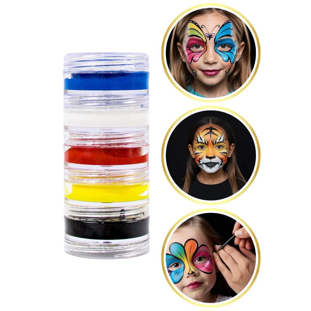 Kit Pintura De Rosto 5 Cores Colorful Tinta Facial, Palhaço, Criança ...