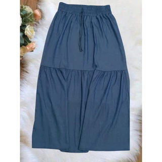 Saia de chambray Babado Cintura Alta Feminina