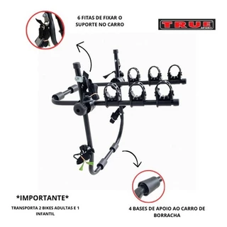 Suporte de Bicicleta para Carro True 3 Bikes Preto em Oferta na Shopee