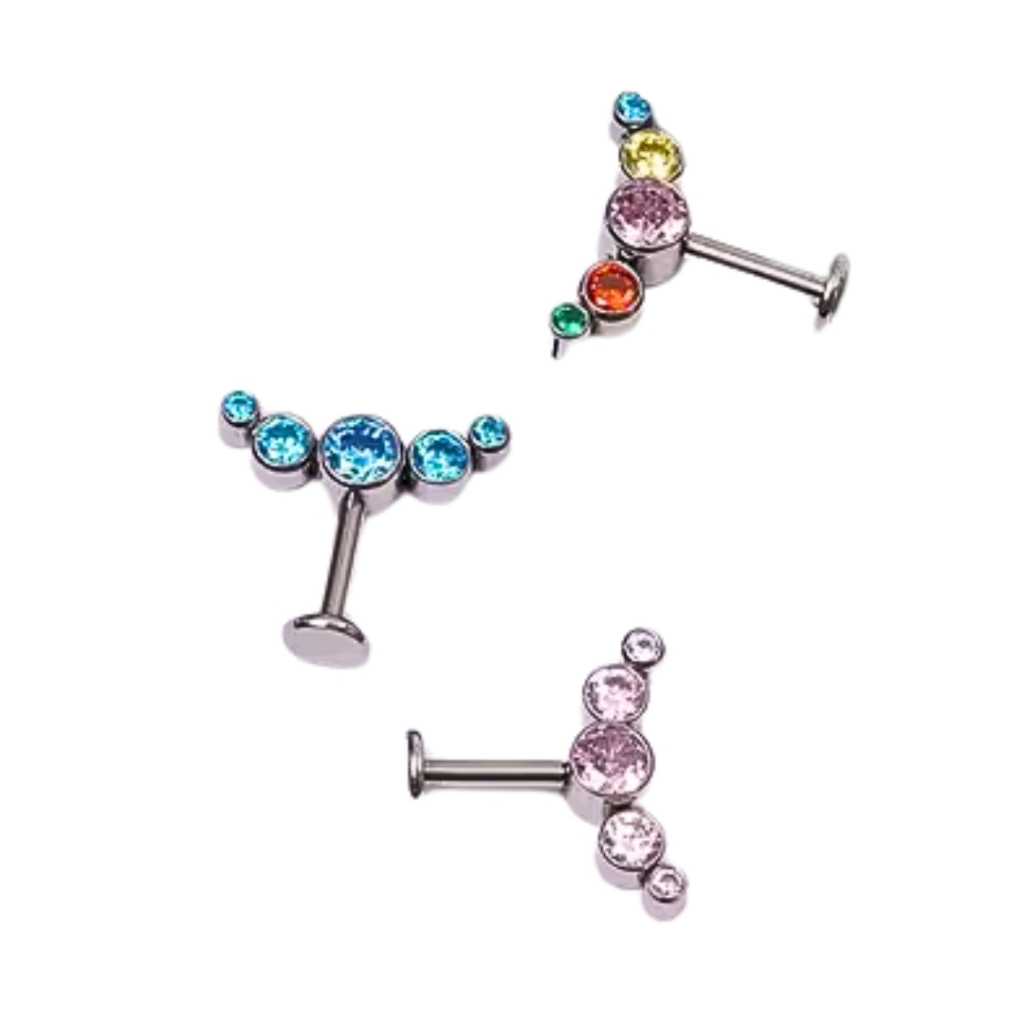 Piercing Titânio Labret Lateral com Zirconias Cores | Shopee Brasil