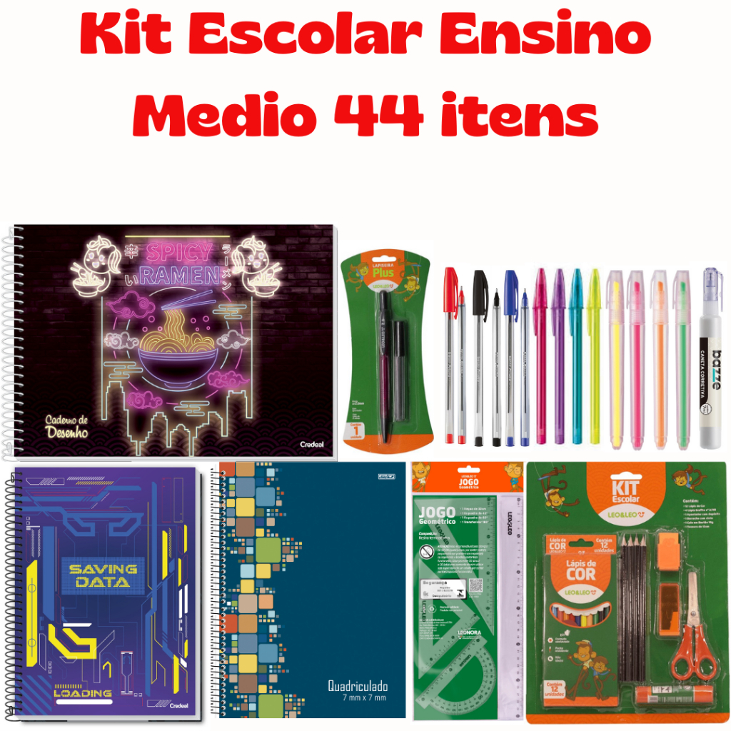 Kit Material Escolar 40 Itens Volta as Aulas Barato | Shopee Brasil